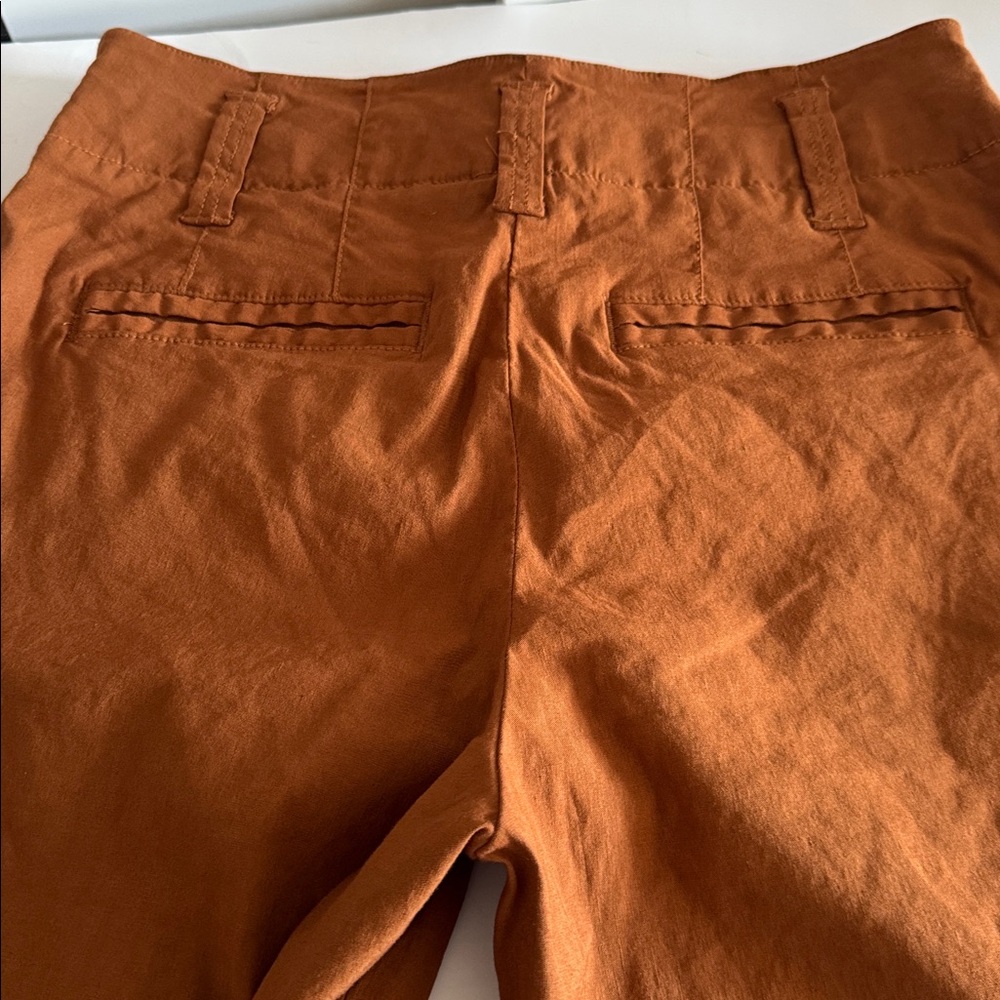Anthropologie Maeve The Naomi Wide Leg Flare Bronze Brownish Orange Pants size 4 - Picture 8 of 10